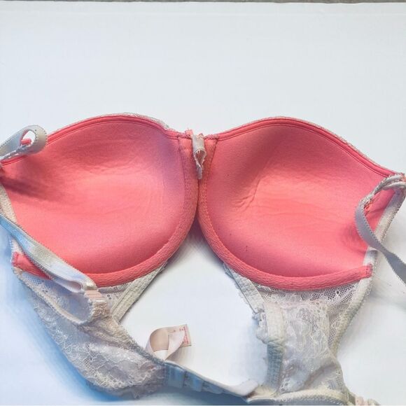 Victorias Secret Dream Angels Pushup Bra Iridescent‎ Lace Padded Underwire 32DD - Picture 3 of 5
